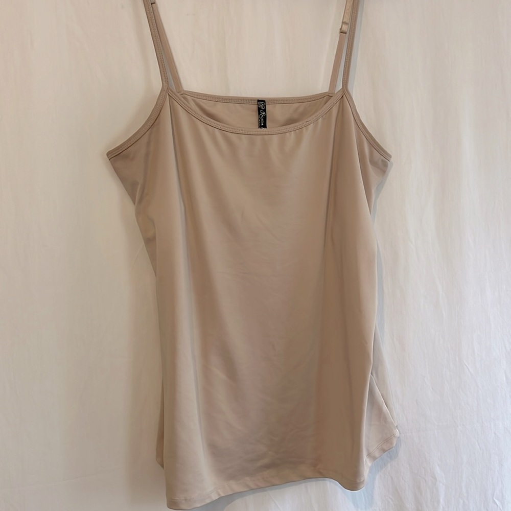 Kristin Marie Ladies Tank 1X Tan Shelf Bra Adjustable Spaghetti Straps